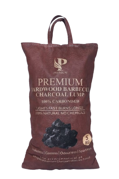 premium natural barbeque charcoal lump lahore and faisalabad smokeless odurless gasless 5kg packing